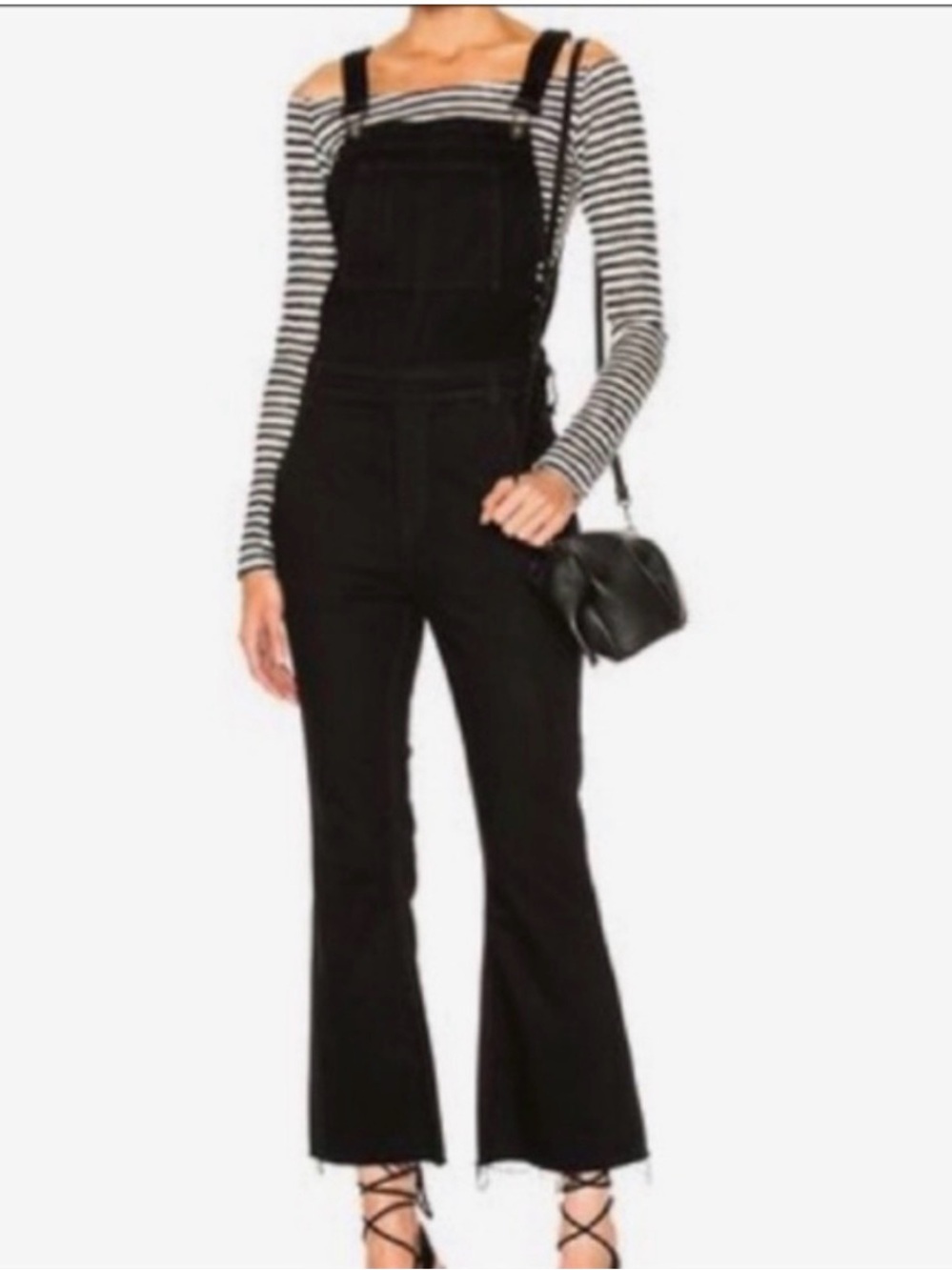 Torn by Ronny Kobo Black Flared Denim Overalls